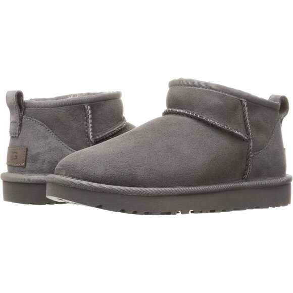 UGG Women's Grey Rounded Toe Sheepskin Lining Classic Ultra Mini Boot - Picture 7 of 7